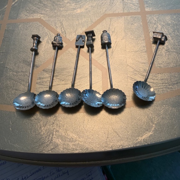 1940 Asian Motif Demitasse Spoon Collection(6)Sterling Silver 43 grams - Picture 5 of 9